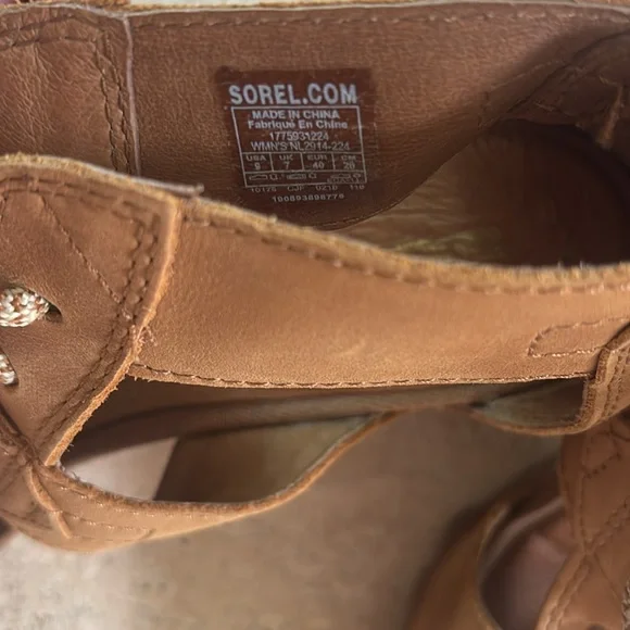 Sorel Joanie Brown Lace-Up Wedge Sandals - Picture 6 of 7